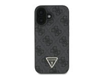 Funda bandolera de cuero Guess con logo met�lico y strass para iPhone 16 - Negra