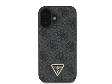 Funda bandolera de cuero Guess con logo met�lico y strass para iPhone 16 - Negra