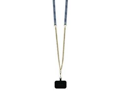Capa transversal Guess em couro com logo metálico e strass para iPhone 16 Pro Max - Azul Capa transversal Guess em couro com logo metálico e strass para iPhone 16 Pro Max - Azul