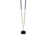 Capa transversal Guess em couro com logo metálico e strass para iPhone 16 Pro Max - Azul Capa transversal Guess em couro com logo metálico e strass para iPhone 16 Pro Max - Azul