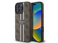 Funda Guess 4G con estampado de rayas y MagSafe para iPhone 16 Pro - Marrón Funda Guess 4G con estampado de rayas y MagSafe para iPhone 16 Pro - Marrón