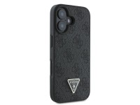 Funda bandolera de cuero Guess con logo met�lico y strass para iPhone 16 - Negra