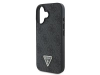 Funda bandolera de cuero Guess con logo met�lico y strass para iPhone 16 - Negra