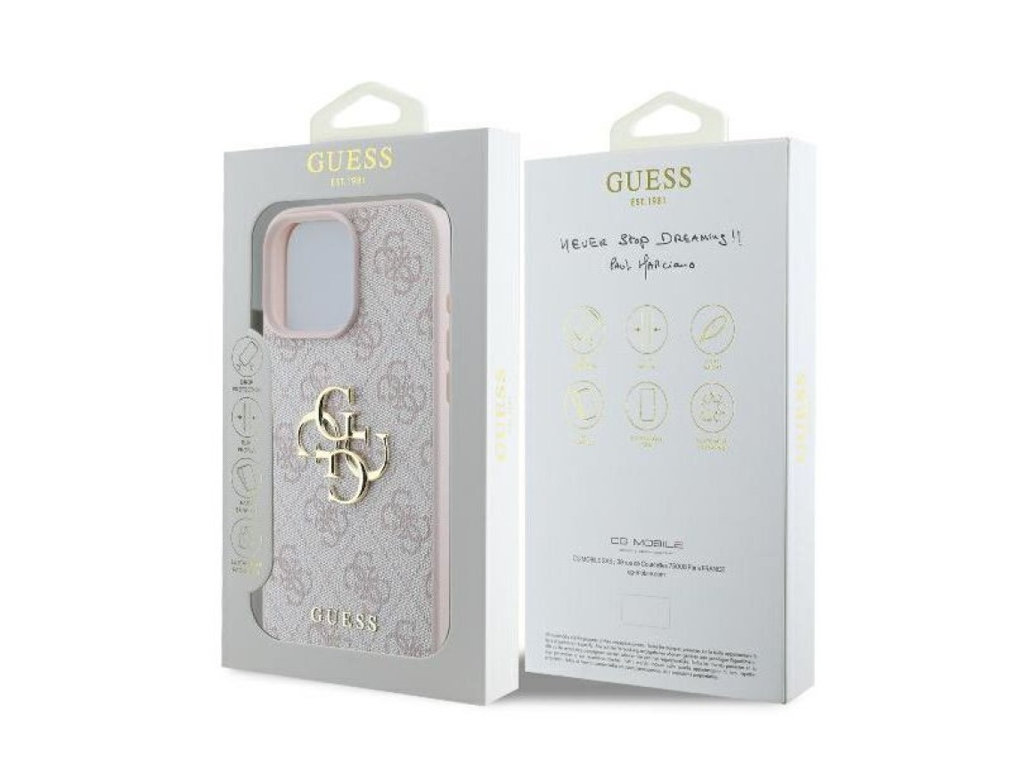 Capa Guess 4G com logo grande para iPhone 16 Pro - Rosa
