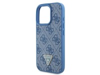 Capa transversal Guess em couro com logo metálico e strass para iPhone 16 Pro - Azul Capa transversal Guess em couro com logo metálico e strass para iPhone 16 Pro - Azul