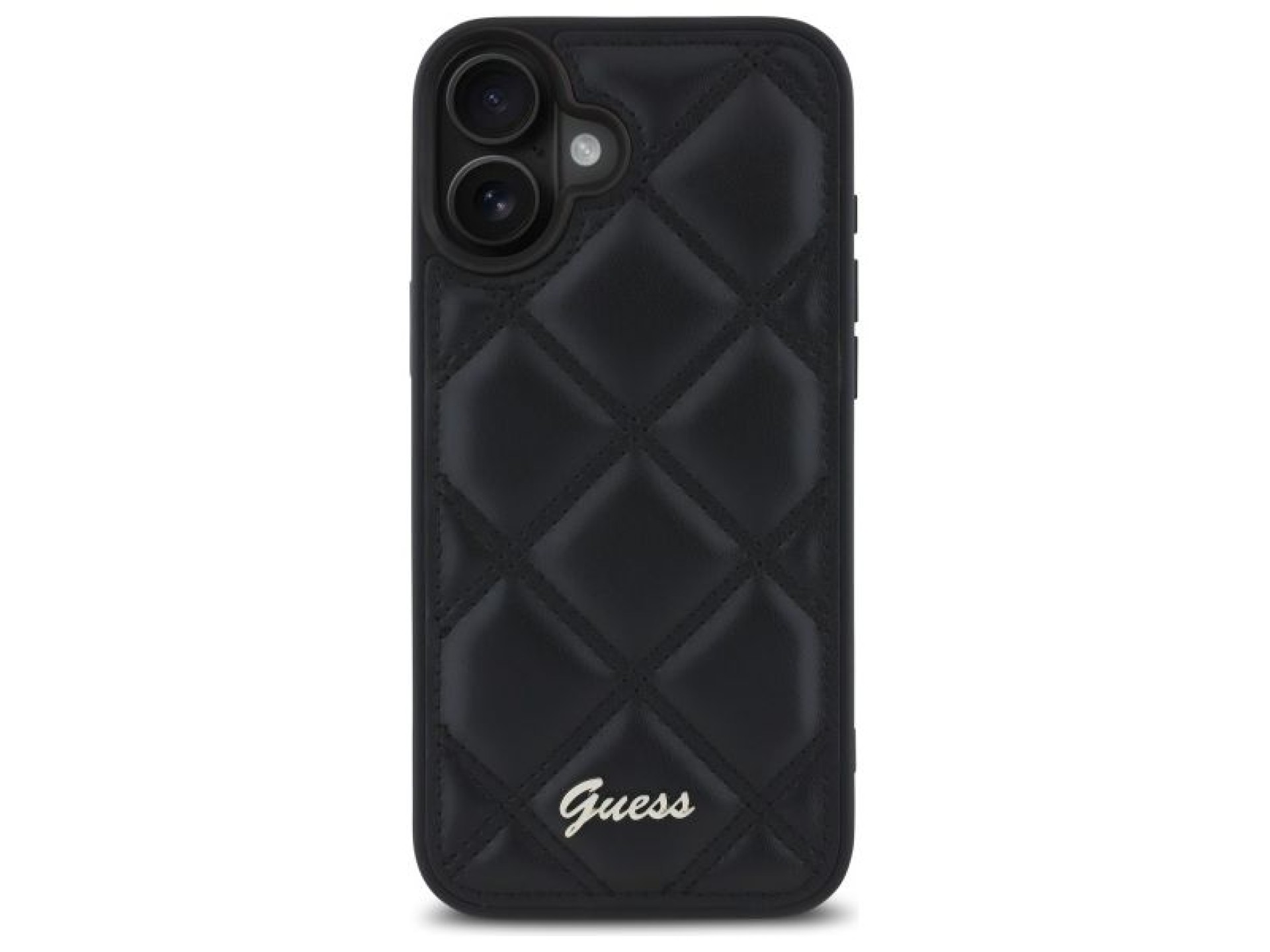 Guess Quilted Metal Logo iPhone 16 Plus Case - Black