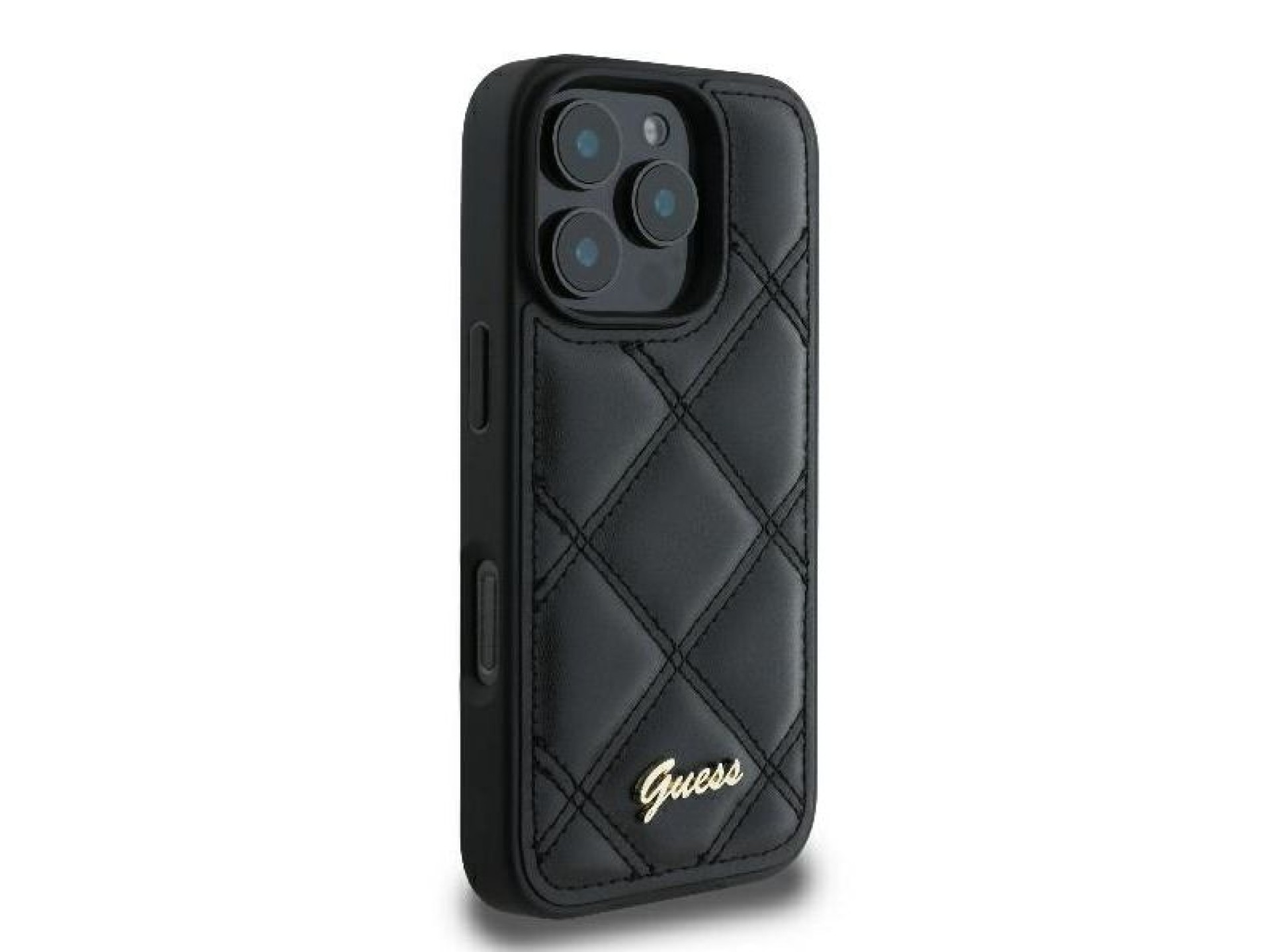 Capa Guess com Logo Metálico Acolchoado para iPhone 16 Pro - Preta