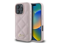 Capa Guess com logo metálico acolchoado para iPhone 16 Pro - Rosa Capa Guess com logo metálico acolchoado para iPhone 16 Pro - Rosa