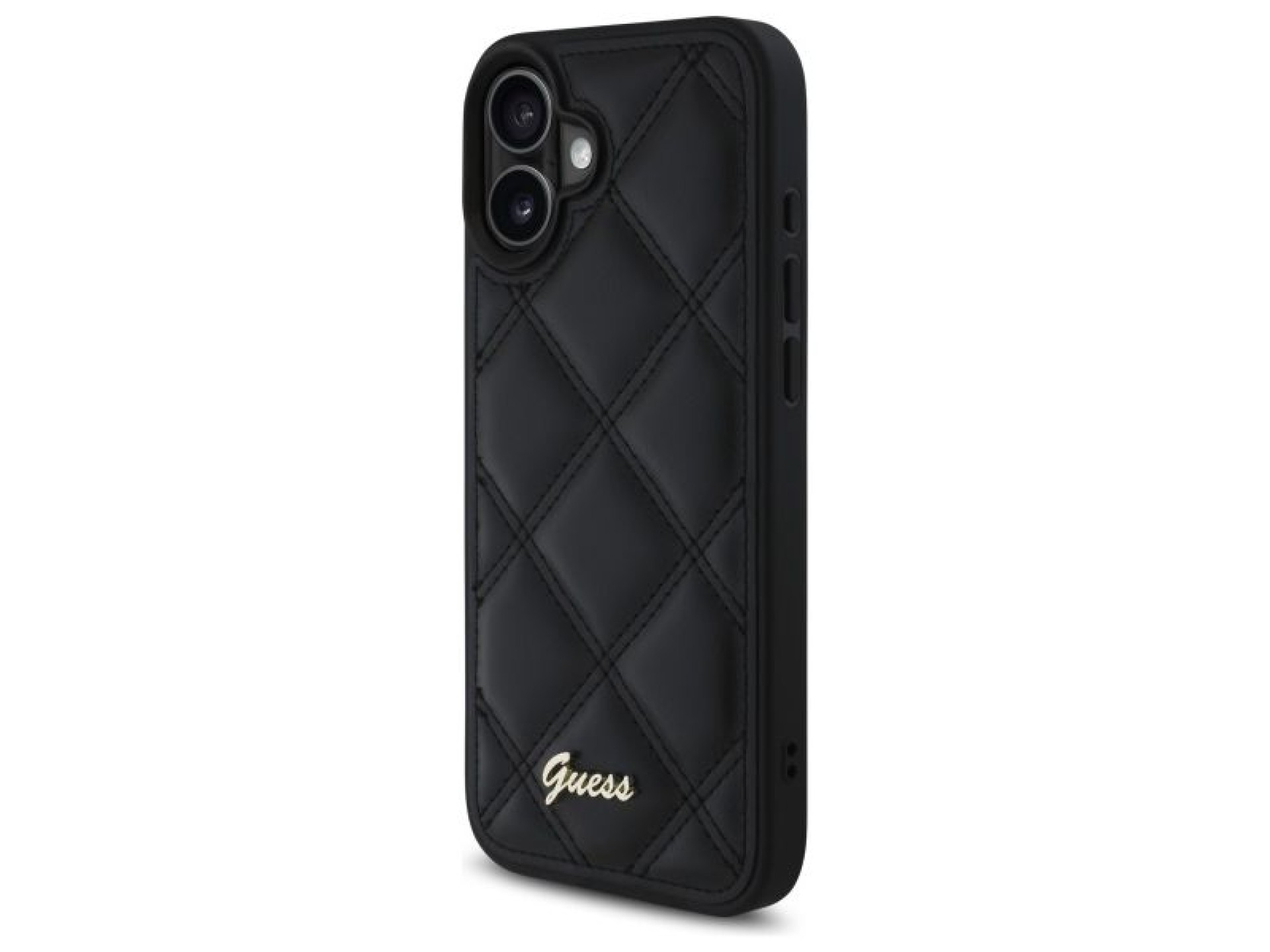 Guess Quilted Metal Logo iPhone 16 Plus Case - Black