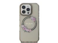 Funda Guess IML Flowers Wreath MagSafe para iPhone 16 Pro - Negra Funda Guess IML Flowers Wreath MagSafe para iPhone 16 Pro - Negra