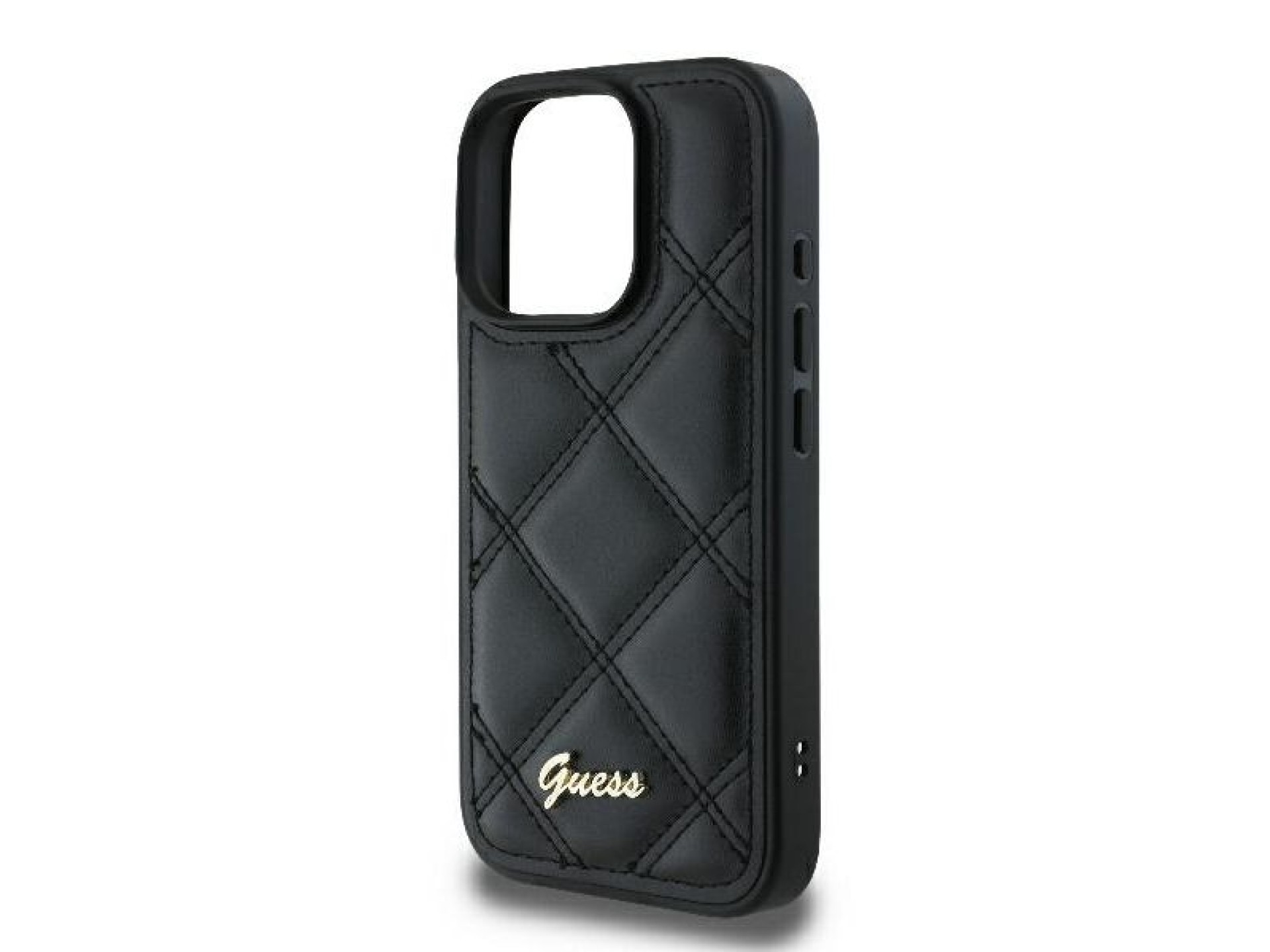 Capa Guess com Logo Metálico Acolchoado para iPhone 16 Pro - Preta