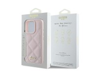 Capa Guess com logo metálico acolchoado para iPhone 16 Pro - Rosa Capa Guess com logo metálico acolchoado para iPhone 16 Pro - Rosa