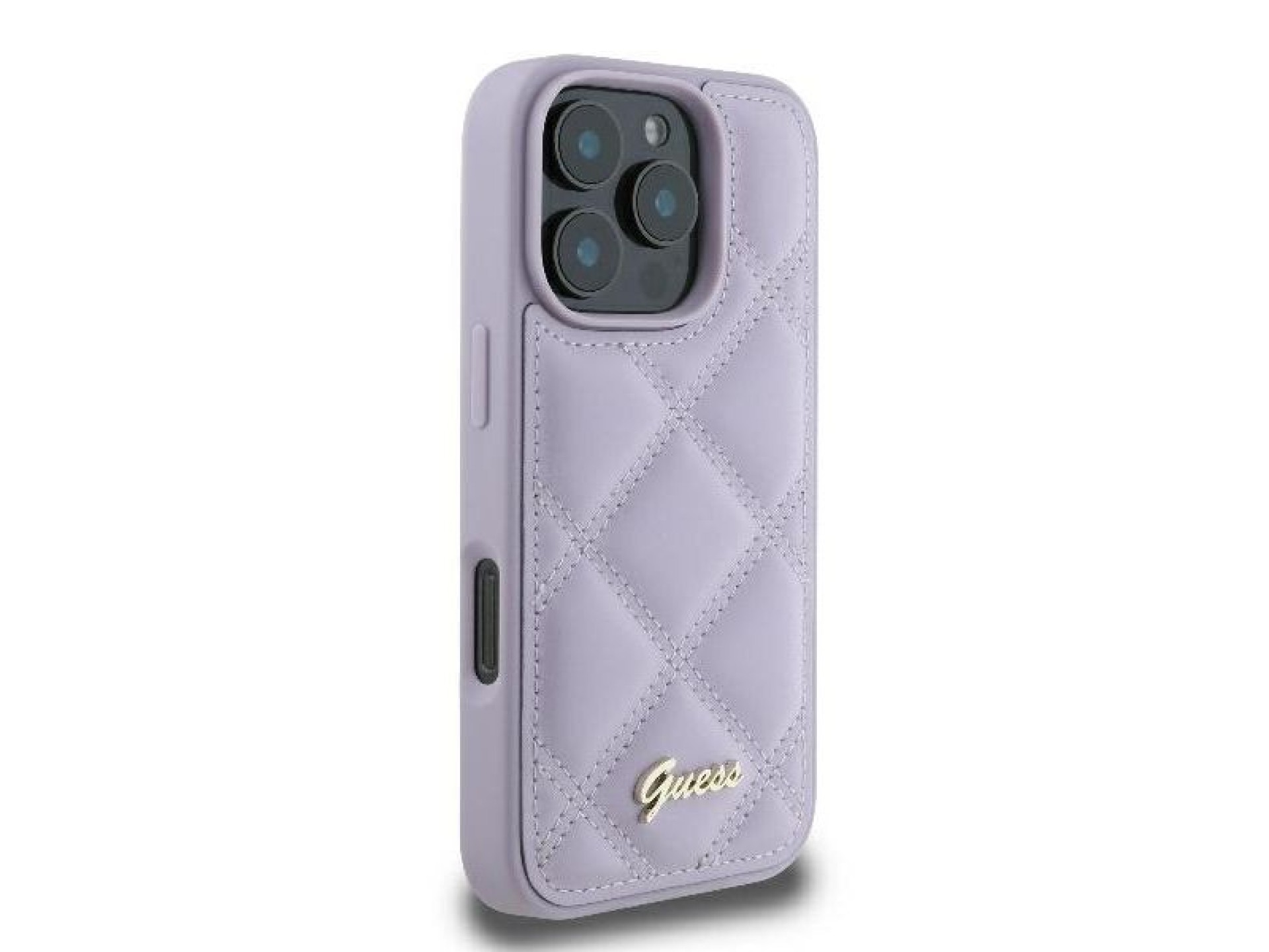 Guess Quilted Metal Logo case for iPhone 16 Pro - light purple