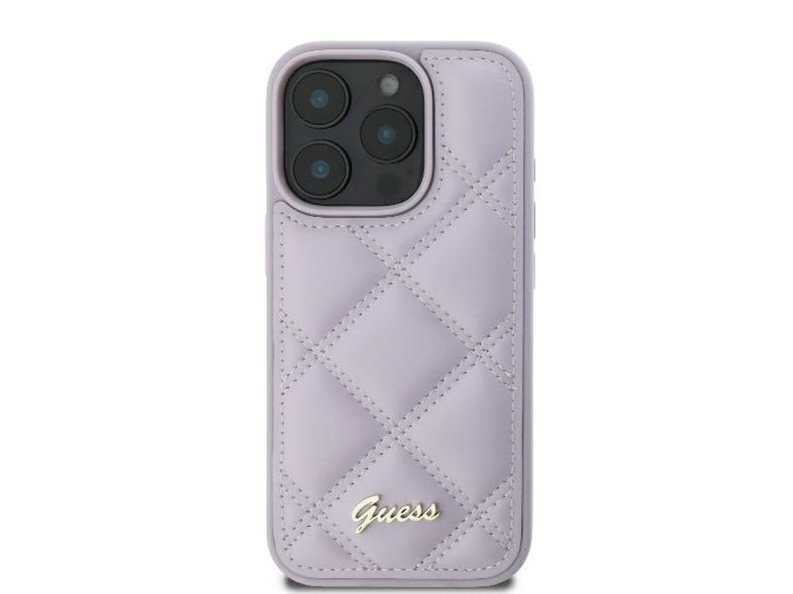 Guess Quilted Metal Logo case for iPhone 16 Pro - light purple
