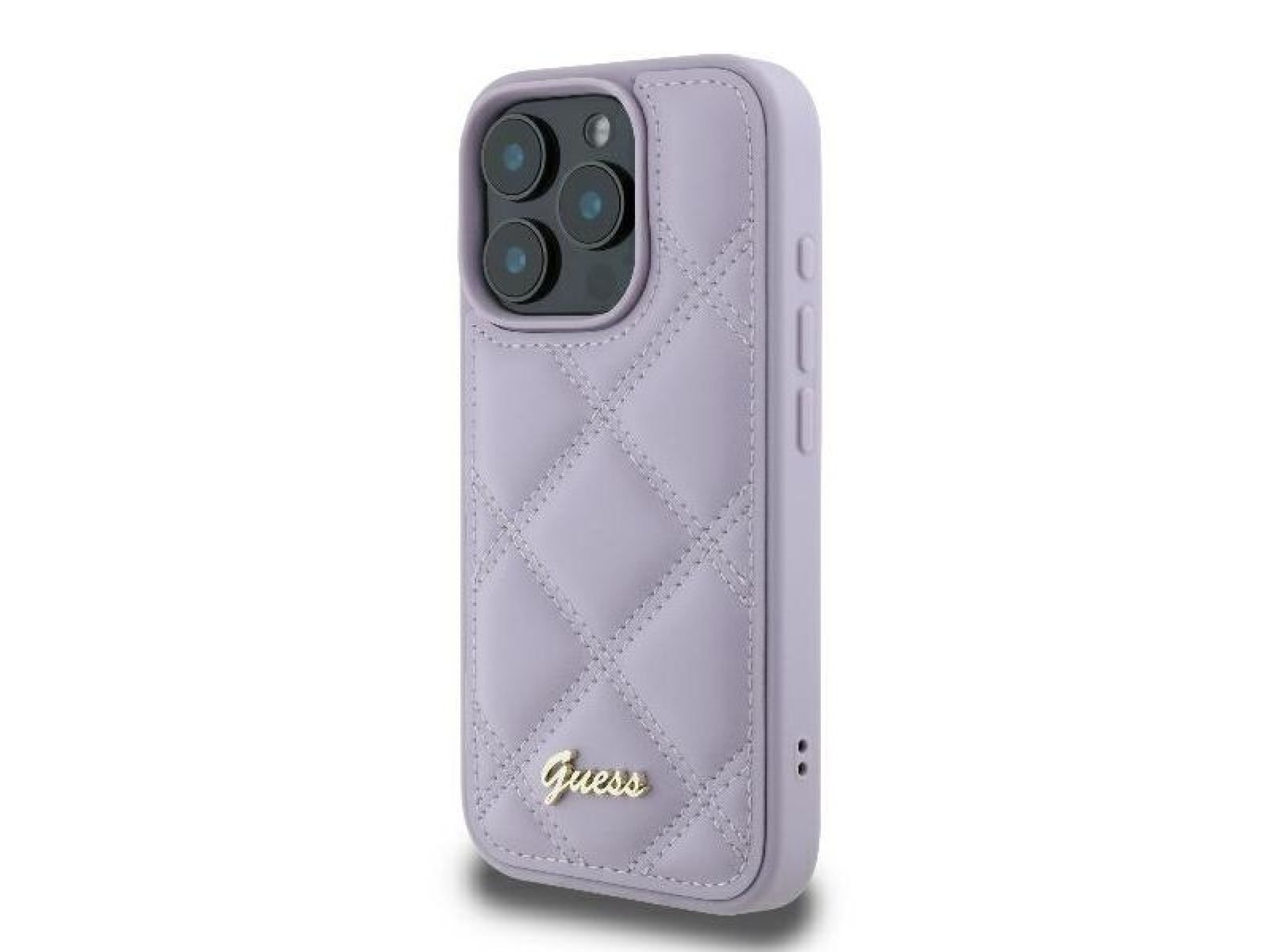 Guess Quilted Metal Logo case for iPhone 16 Pro - light purple