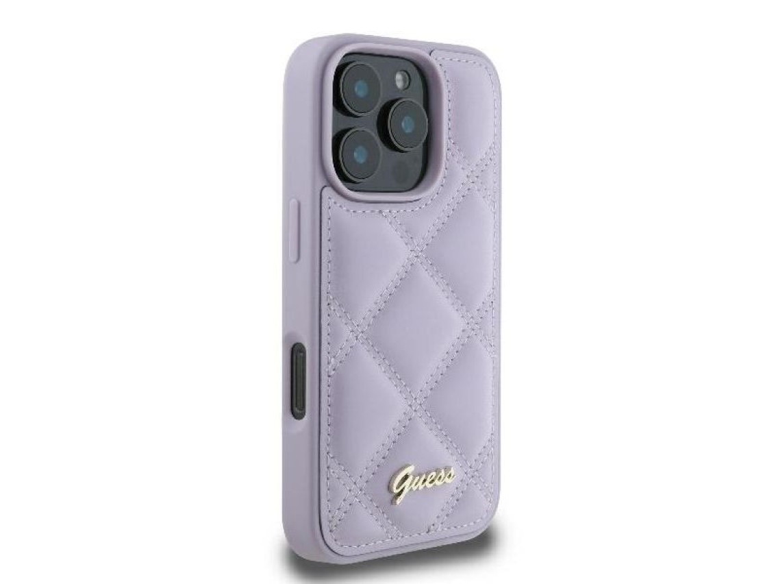 Guess Quilted Metal Logo case for iPhone 16 Pro - light purple