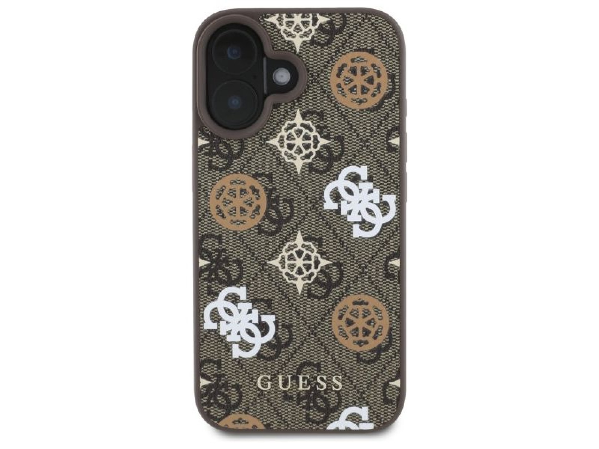 Capa MagSafe Guess Peony On 4G Background para iPhone 16 - marrom
