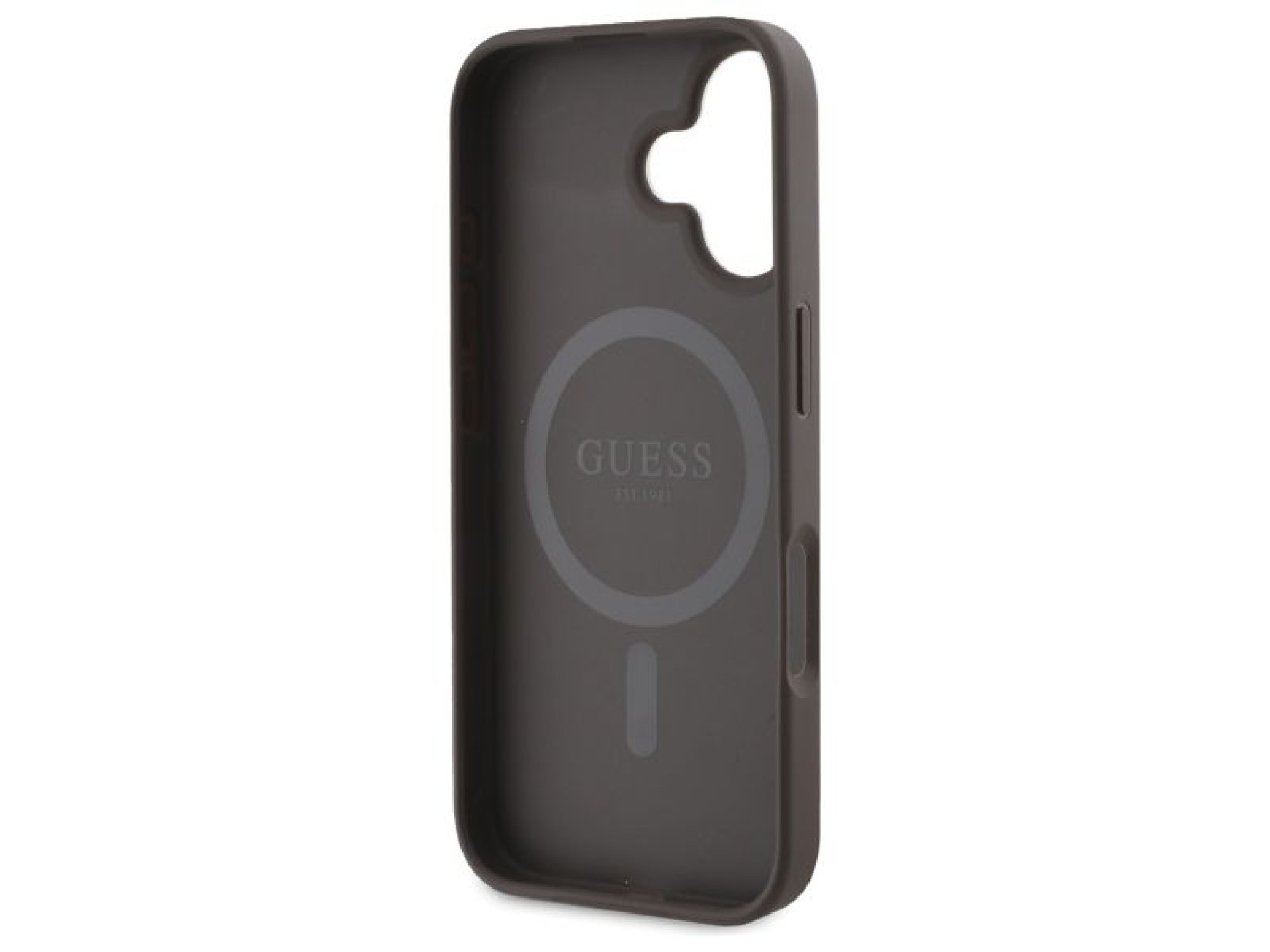 Capa MagSafe Guess Peony On 4G Background para iPhone 16 - marrom