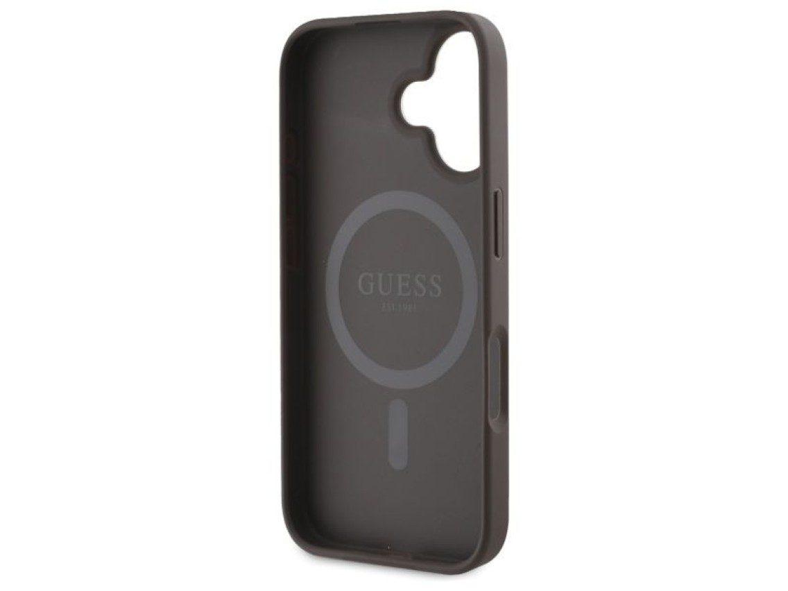 Capa MagSafe Guess Peony On 4G Background para iPhone 16 - marrom