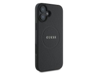 Guess Grained Gold Ring MagSafe case for iPhone 16 Plus - black