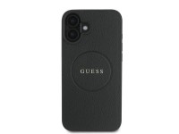 Guess Grained Gold Ring MagSafe case for iPhone 16 Plus - black