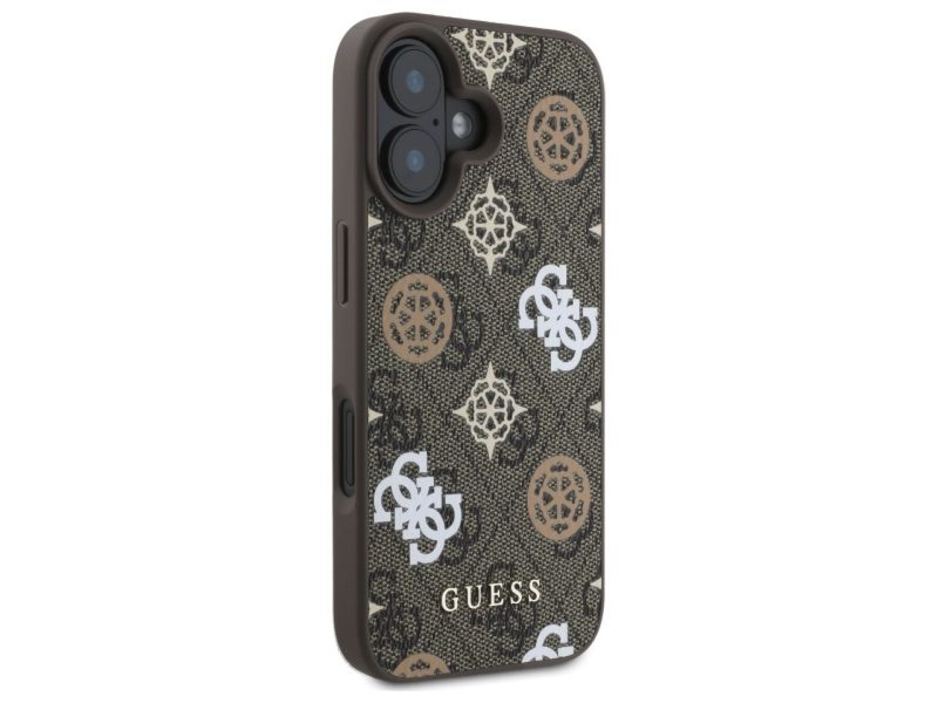 Capa MagSafe Guess Peony On 4G Background para iPhone 16 - marrom
