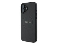 Guess Grained Gold Ring MagSafe case for iPhone 16 Plus - black