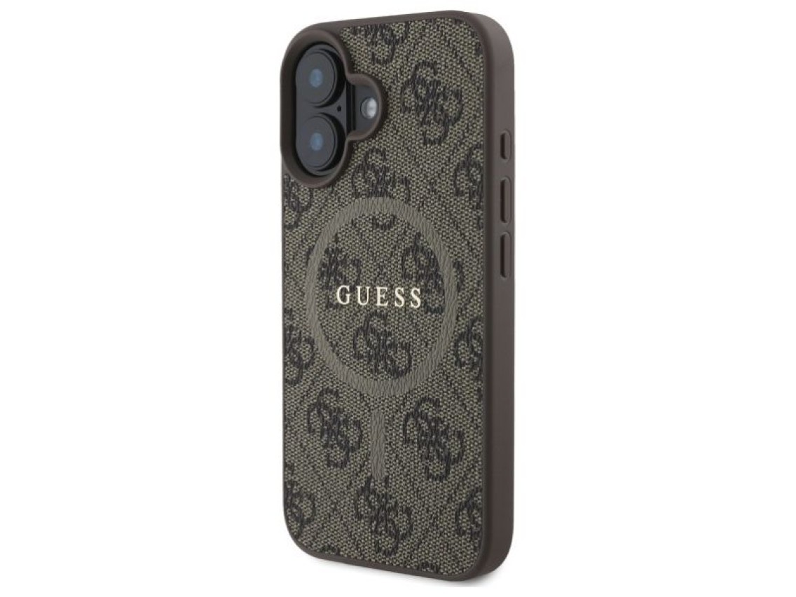 Capa Guess 4G Ring Classic Logo MagSafe para iPhone 16 - Marrom