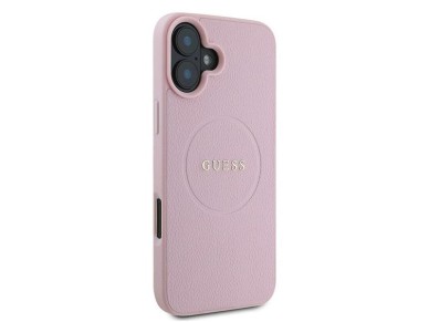 Guess Grained Gold Ring MagSafe iPhone 16 Plus Case - Pink Guess Grained Gold Ring MagSafe iPhone 16 Plus Case - Pink