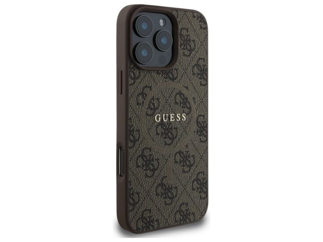 Funda Guess 4G Ring Classic Logo MagSafe para iPhone 16 Pro Max - Marrón