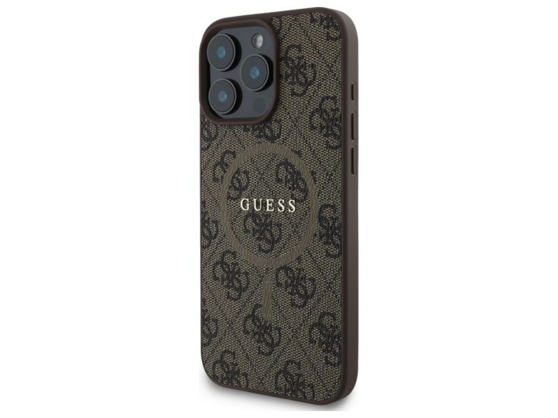 Funda Guess 4G Ring Classic Logo MagSafe para iPhone 16 Pro Max - Marrón