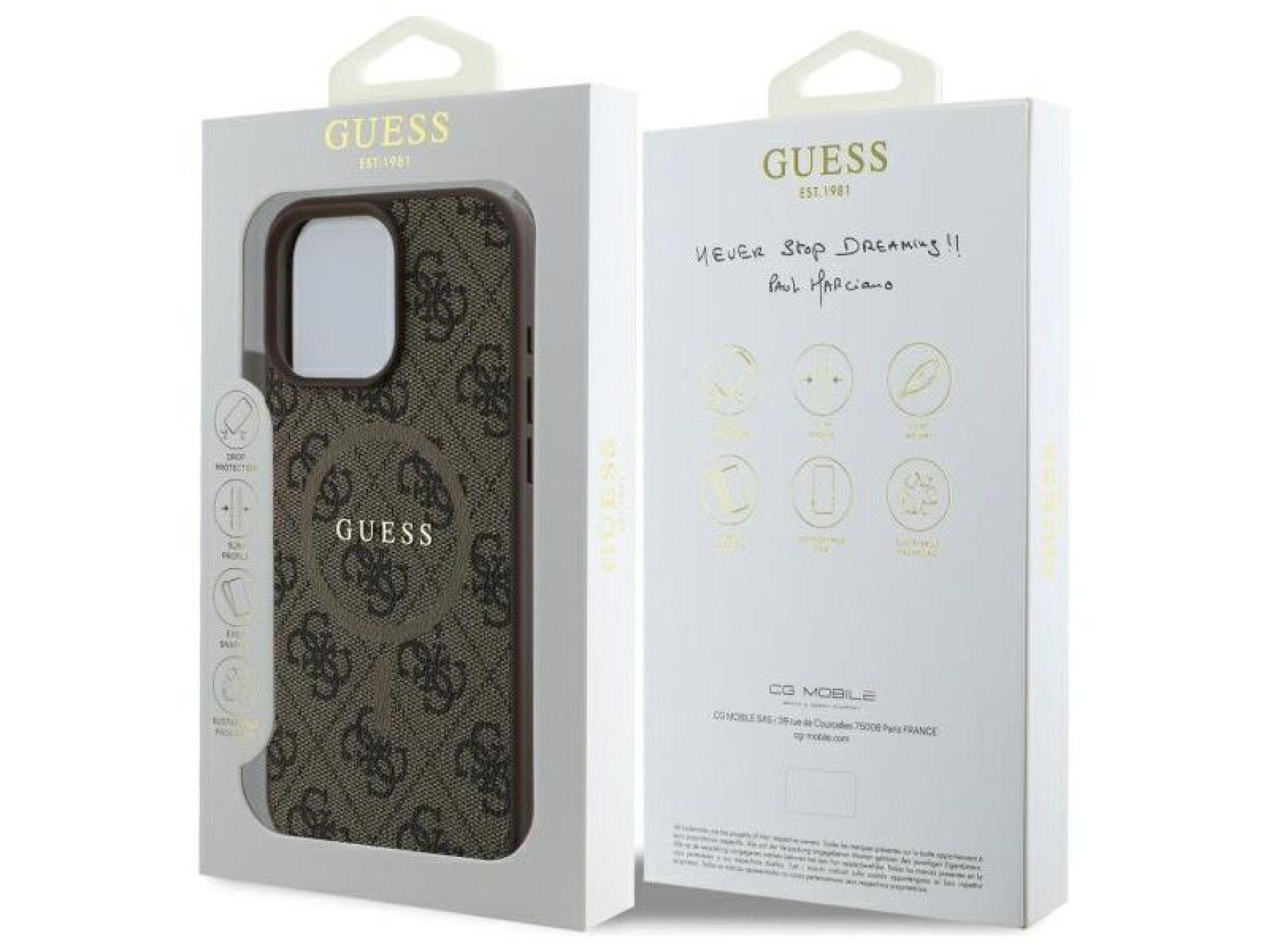 Funda Guess 4G Ring Classic Logo MagSafe para iPhone 16 Pro Max - Marrón