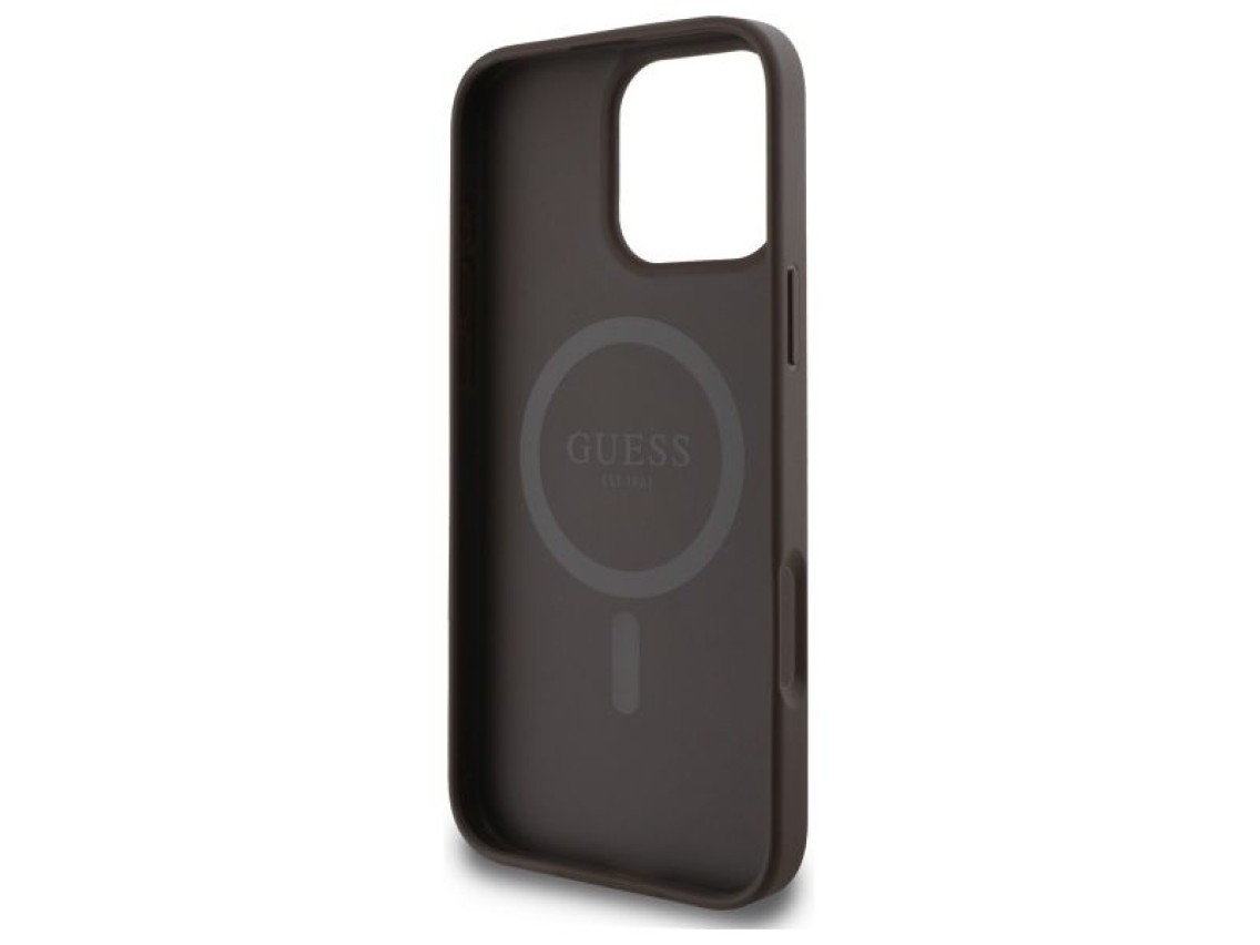 Funda Guess 4G Ring Classic Logo MagSafe para iPhone 16 Pro Max - Marrón