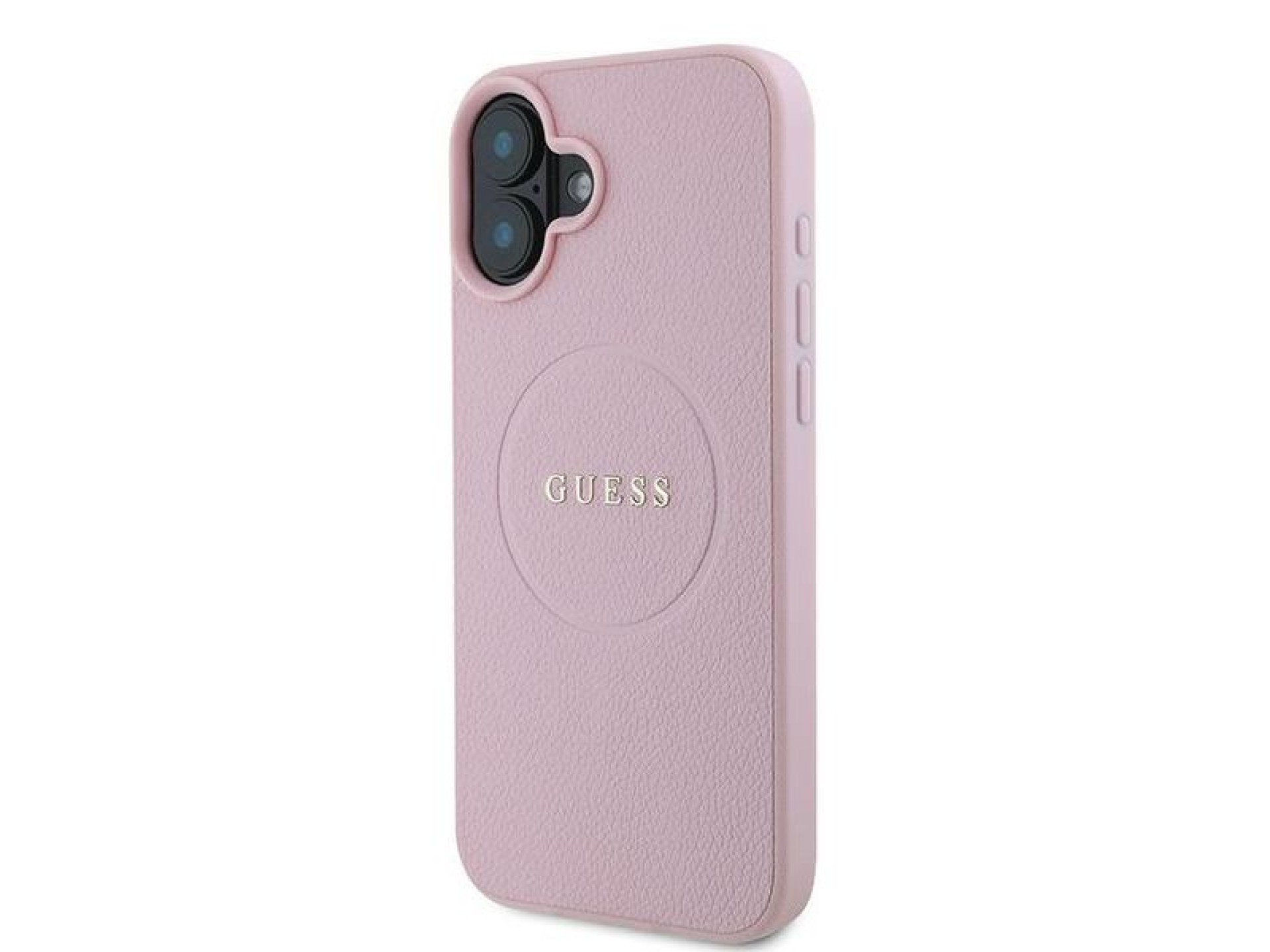 Guess Grained Gold Ring MagSafe iPhone 16 Plus Case - Pink