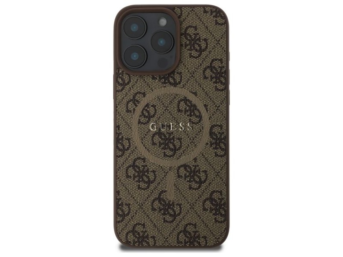 Funda Guess 4G Ring Classic Logo MagSafe para iPhone 16 Pro Max - Marrón