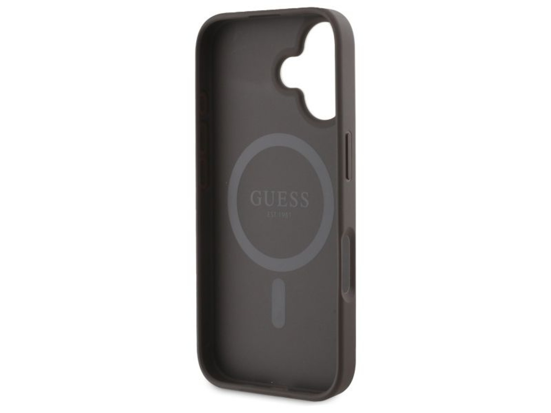 Capa Guess 4G Ring Classic Logo MagSafe para iPhone 16 - Marrom