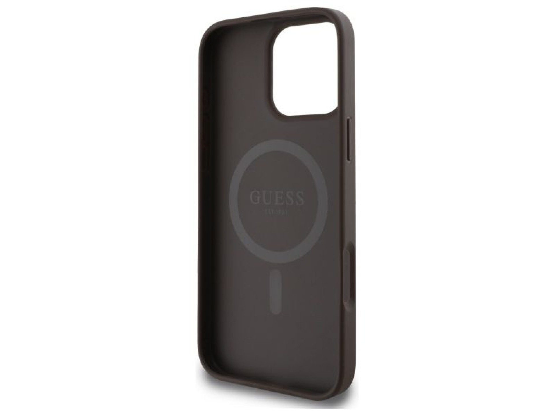 Funda Guess 4G Ring Classic Logo MagSafe para iPhone 16 Pro Max - Marrón