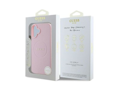 Guess Grained Gold Ring MagSafe iPhone 16 Plus Case - Pink Guess Grained Gold Ring MagSafe iPhone 16 Plus Case - Pink