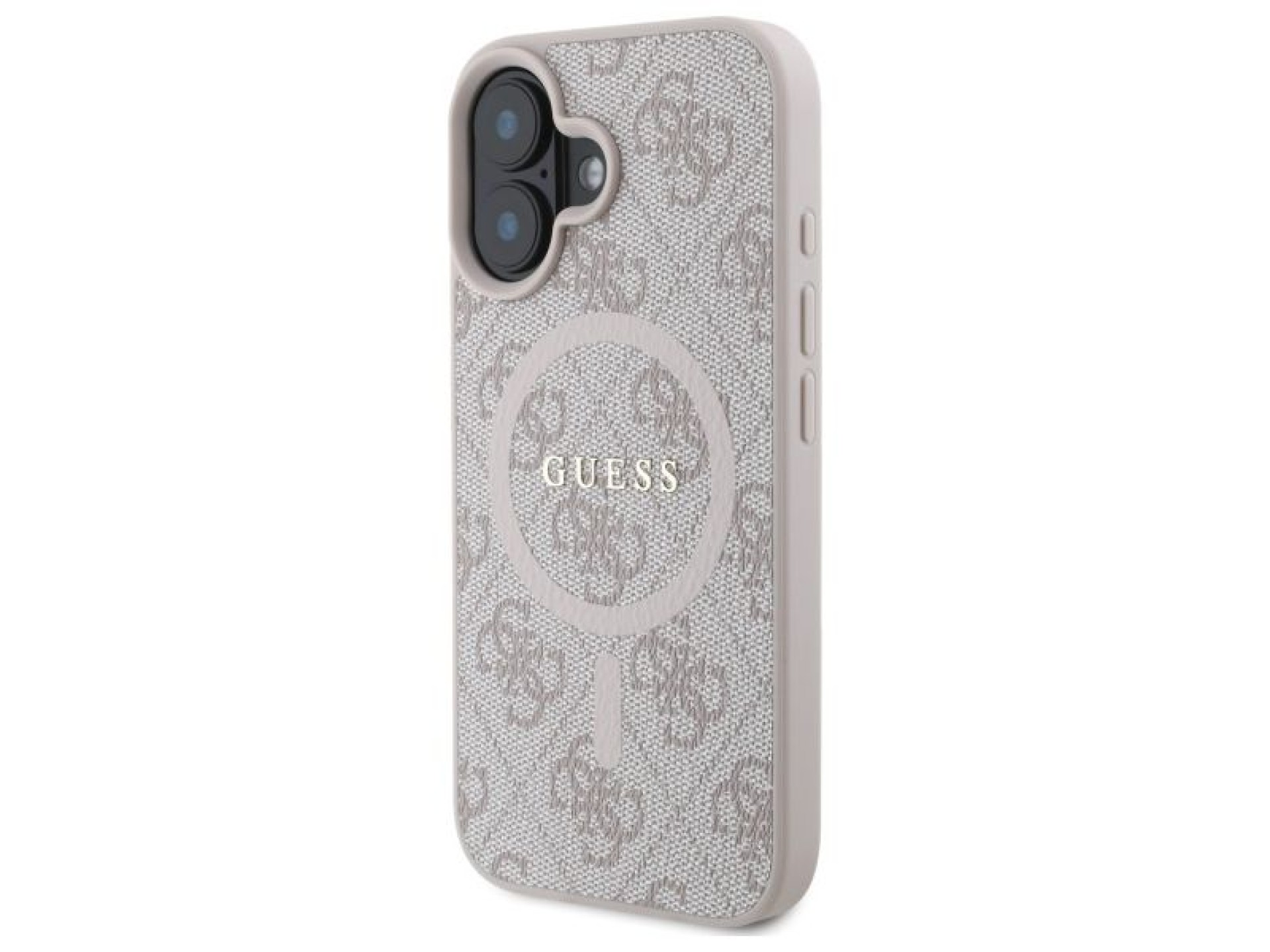 Capa Guess 4G Ring Classic Logo MagSafe para iPhone 16 - Rosa