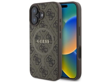 Guess 4G Ring Classic Logo MagSafe iPhone 16 Case - Brown Guess 4G Ring Classic Logo MagSafe iPhone 16 Case - Brown