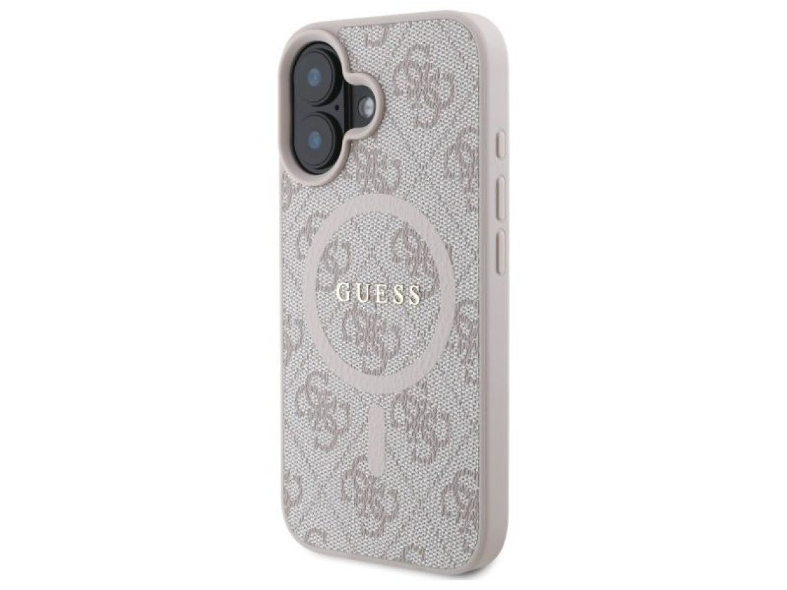 Capa Guess 4G Ring Classic Logo MagSafe para iPhone 16 - Rosa