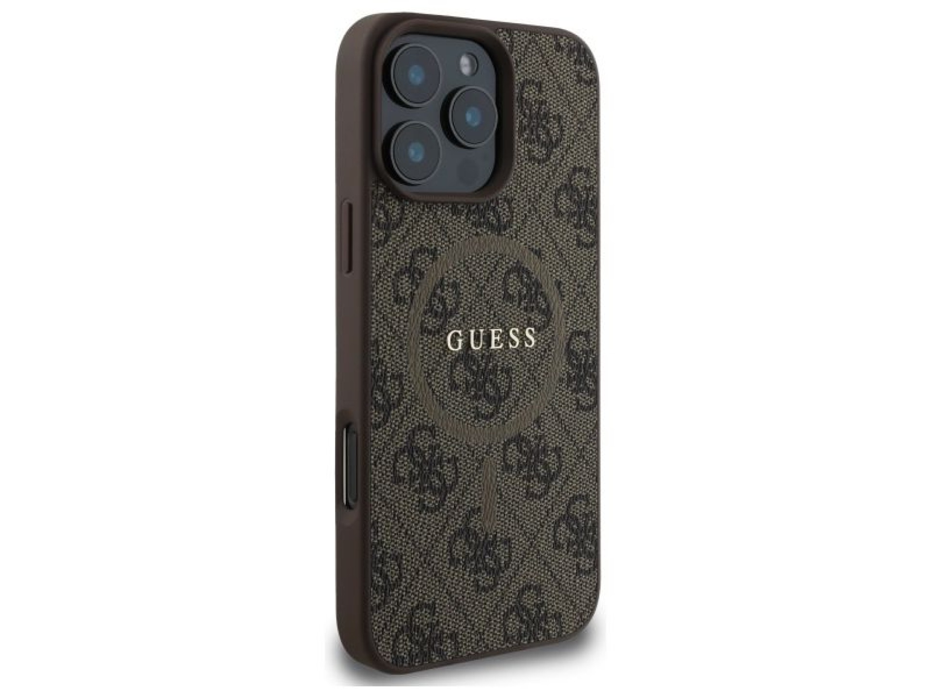 Funda Guess 4G Ring Classic Logo MagSafe para iPhone 16 Pro Max - Marrón