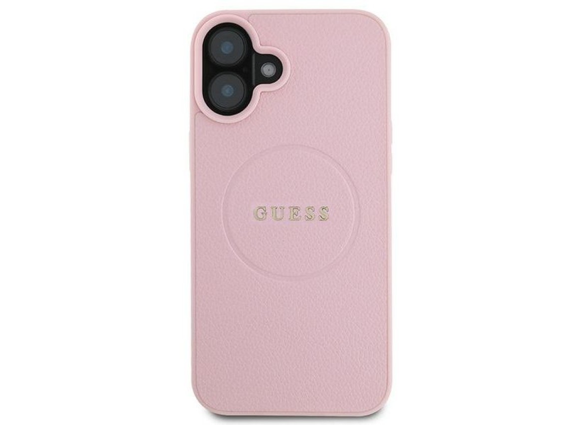 Guess Grained Gold Ring MagSafe iPhone 16 Plus Case - Pink