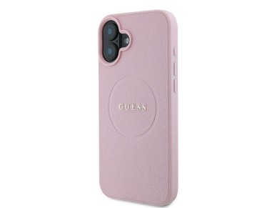 Guess Grained Gold Ring MagSafe iPhone 16 Plus Case - Pink Guess Grained Gold Ring MagSafe iPhone 16 Plus Case - Pink