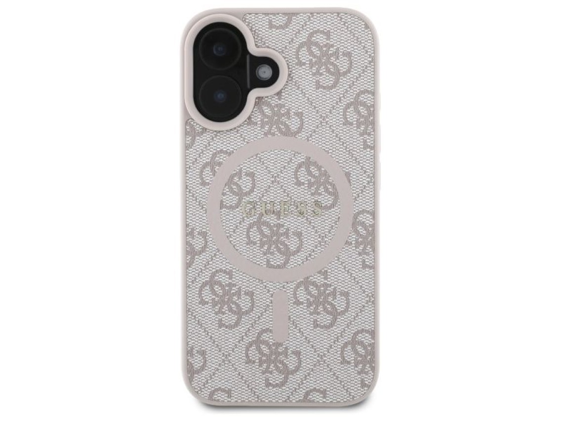 Capa Guess 4G Ring Classic Logo MagSafe para iPhone 16 - Rosa