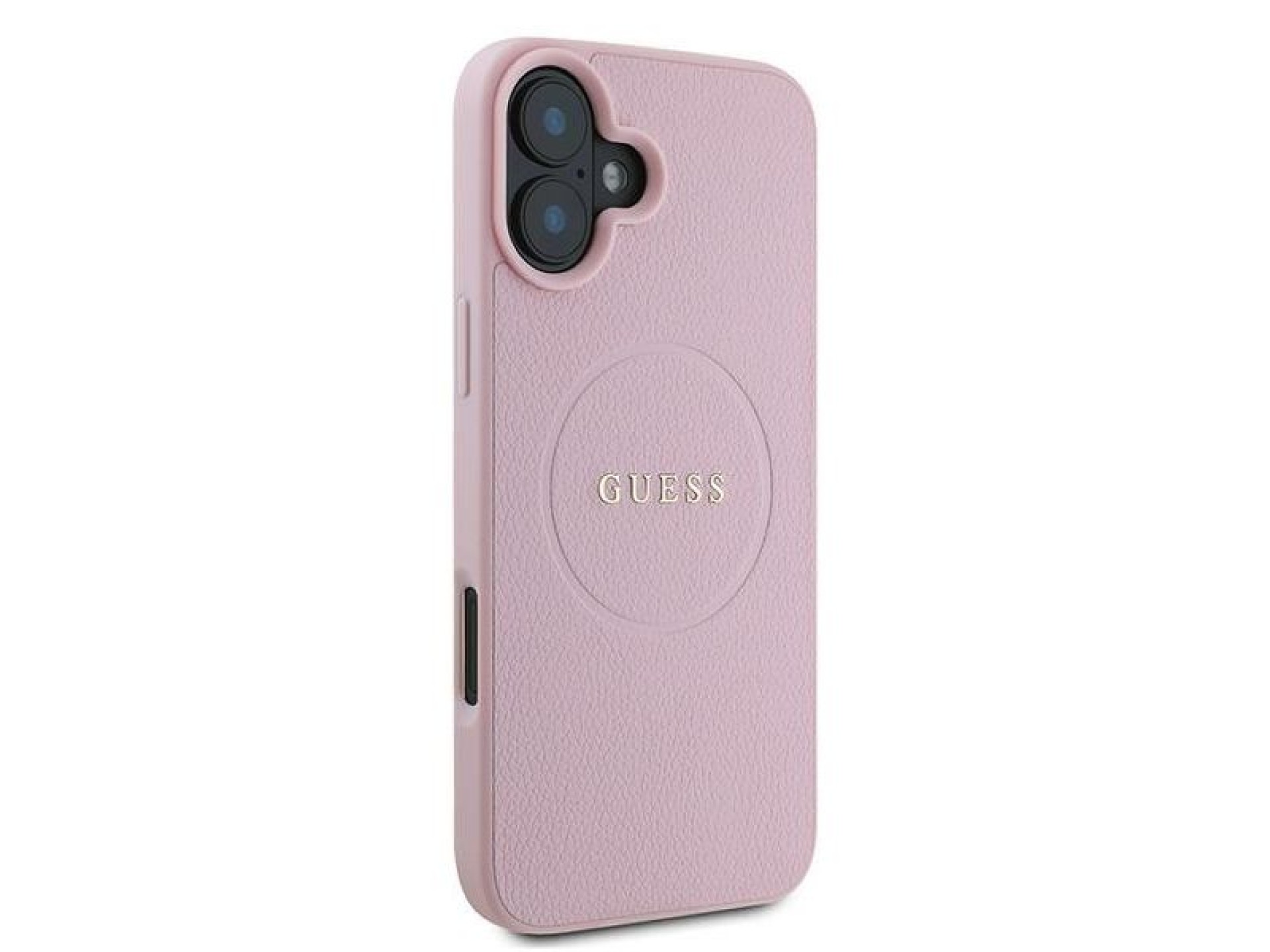 Guess Grained Gold Ring MagSafe iPhone 16 Plus Case - Pink