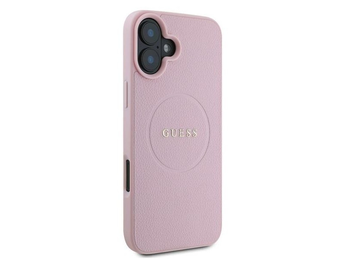 Guess Grained Gold Ring MagSafe iPhone 16 Plus Case - Pink