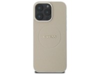 Guess Grained Gold Ring MagSafe Case for iPhone 16 Pro Max - Beige