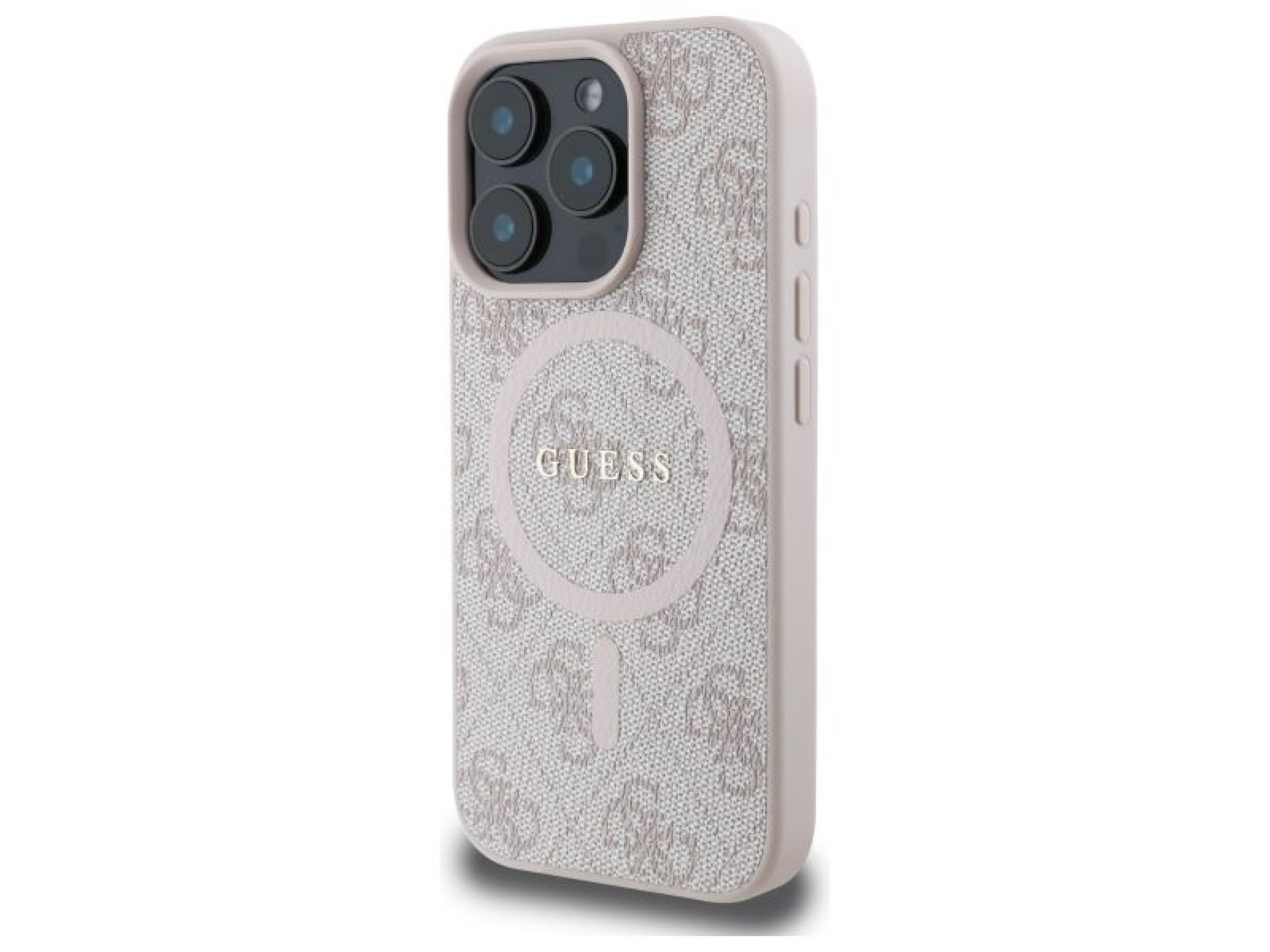 Guess 4G Ring Classic Logo MagSafe Case for iPhone 16 Pro Max - Pink
