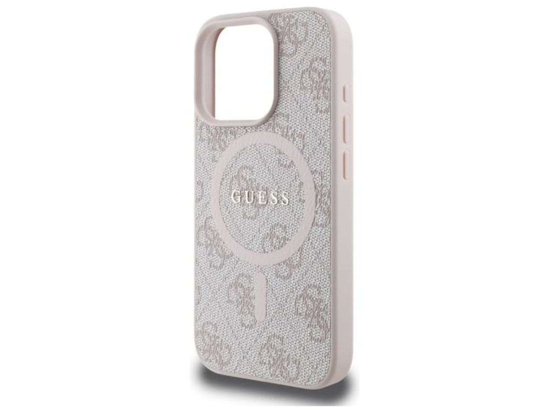 Guess 4G Ring Classic Logo MagSafe Case for iPhone 16 Pro Max - Pink